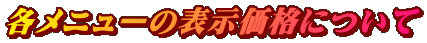 各メニューの表示価格について